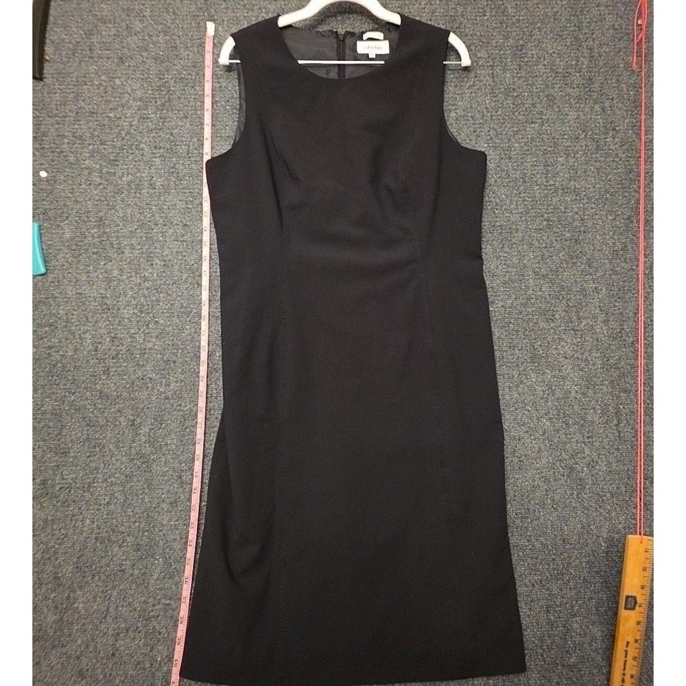 Calvin Klein Dress Womens 14 Black Stretch Scoop Neck Sheath Knee Length READ